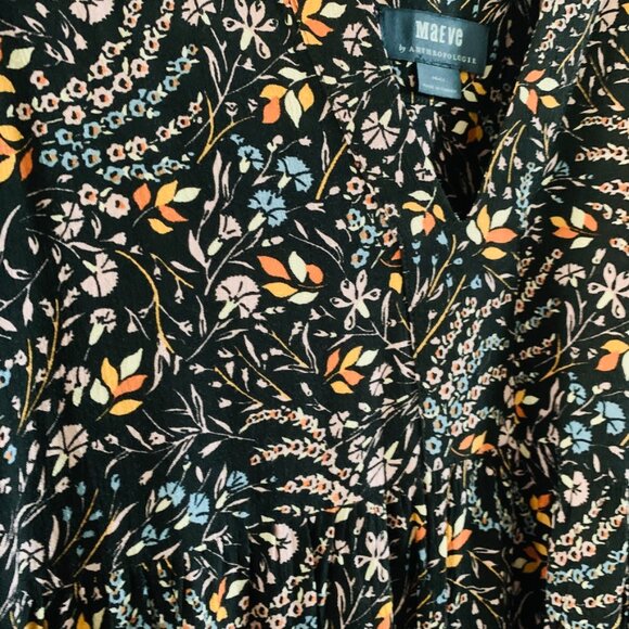 Maeve Anthropologie Amber Tiered Tunic Dress V Neck Button Sleeve | Small - Picture 4 of 9